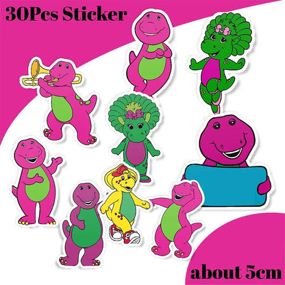 Barney Theme Birthday Party Decorations Cake Topper Birthday CUP Napkin PLATE Straw Swirls Stickers KidsParty Supplies Decor Good Vibrations