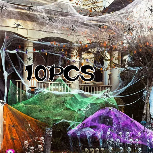 Halloween Decoration Party Accessories Decorations for Events Scream Festa Spider Web Black Outdoor Props Haunted House Spider Good Vibrations