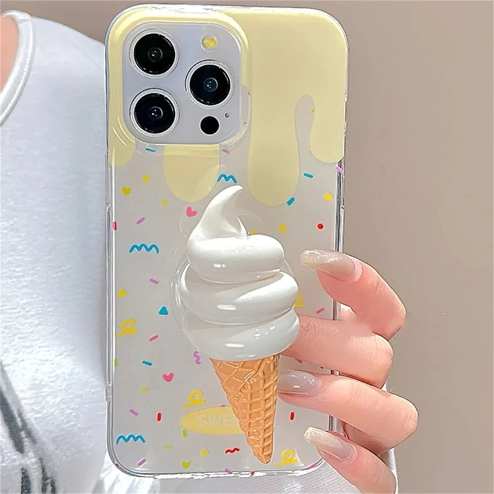 Cute 3D Ice Cream Folding Finger Ring Holder Phone Grip Tok Holder Socket Pocket Support for IPhone Expanding Stand Support Good Vibrations