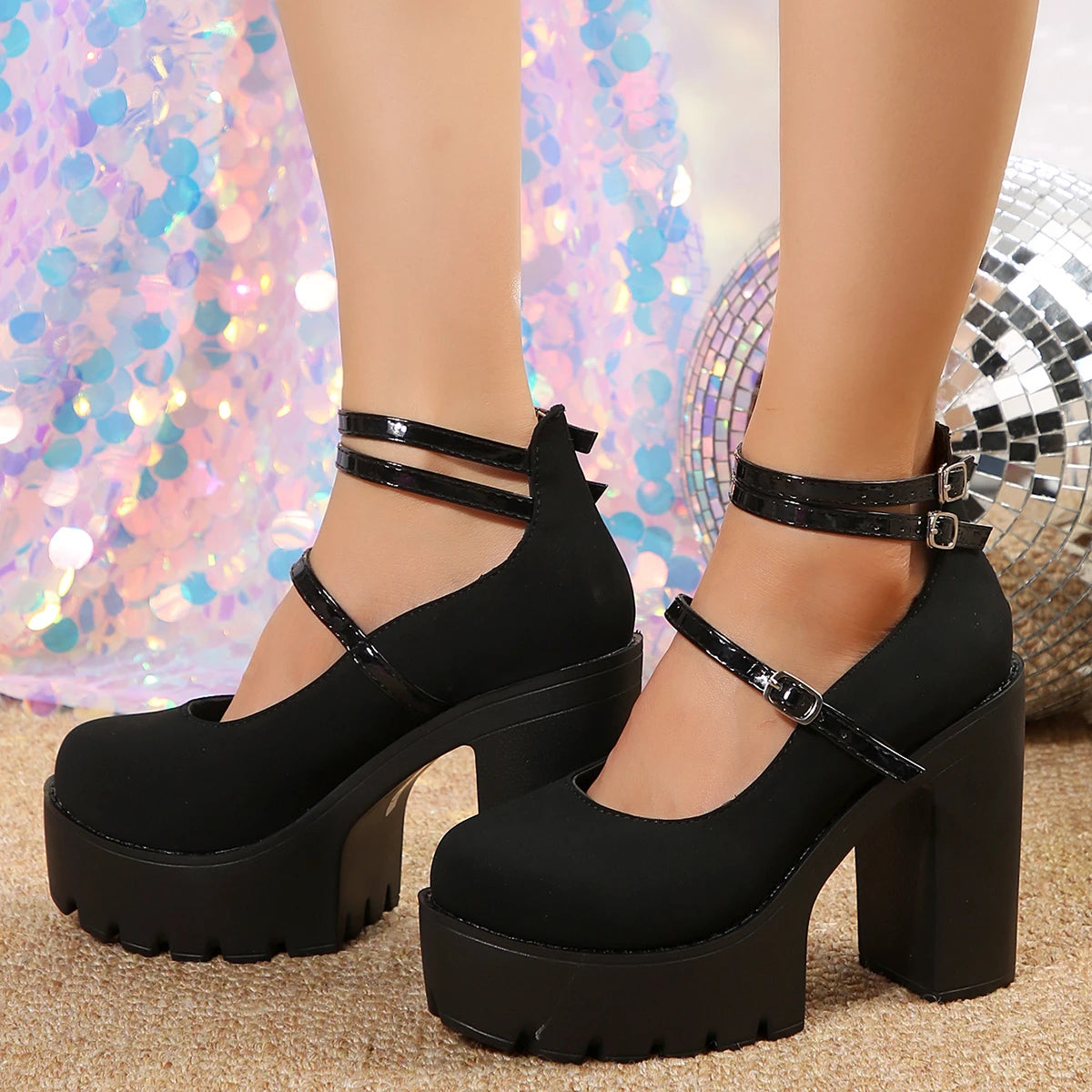 High Heels Women Mary Janes Shoes Woman Platform Fashion Sandals Women Summer New Dress Lolita Shoes Chunky Pumps Zapatos Mujer Good Vibrations