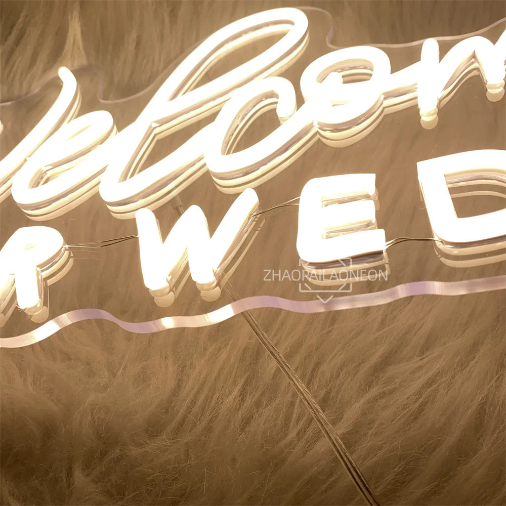 Welcome to our wedding Neon Led Sign Wall Hanging Wedding Party Room Decor Engaged Neon Lights USB Wedding Decoration Signs Good Vibrations