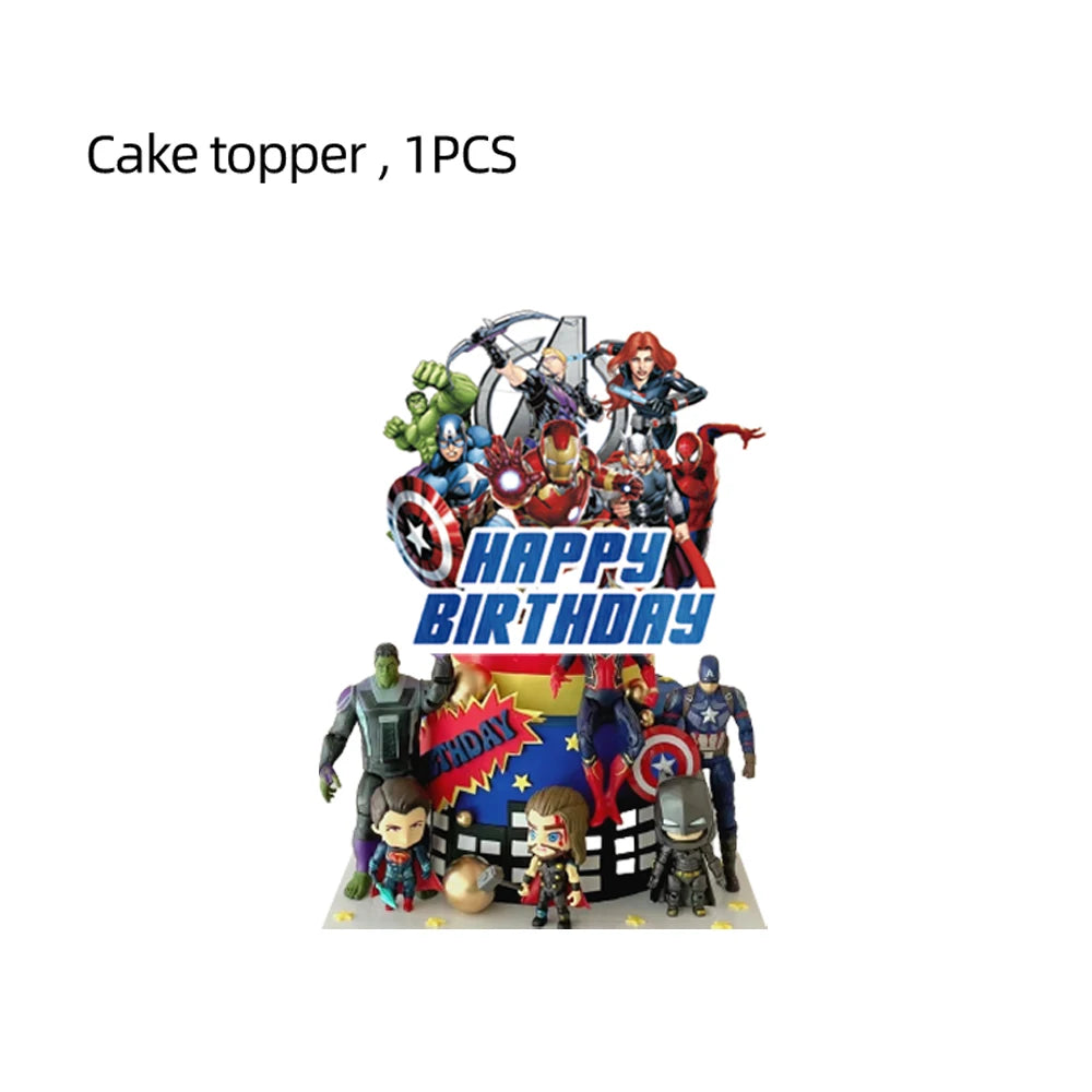 New Avengers Cake Decoration Cake Toppers Birthday Party Supplies Baby Shower Superhero Kids Boys Girls Cup Favors Decoration Good Vibrations