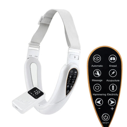 White face lifting device with remote control for skin rejuvenation and double chin lift