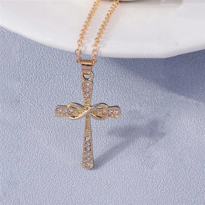 Fashion Cross Necklace for Women Men Gold Silver Color Dazzling Crystal Jesus Crucifix Necklace Christian Jewelry Wholesale Good Vibrations