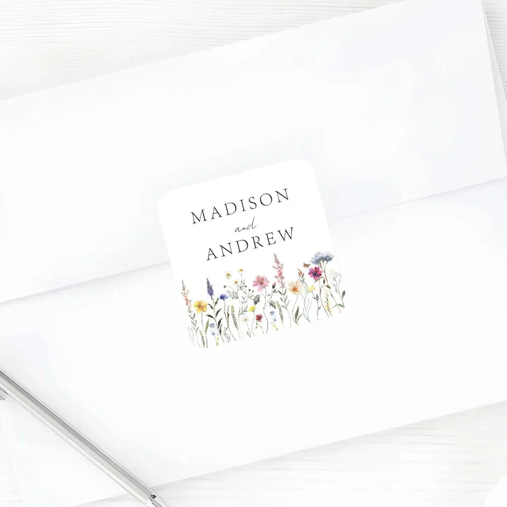 Custom Square Wedding Sticker, Personalized Wedding Stickers, Customizable Wedding Sticker, Wedding Thank You Stickers Good Vibrations