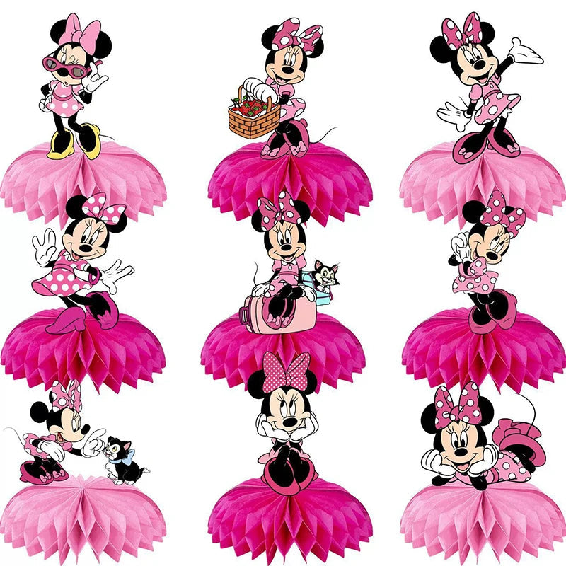Disney Pink Minnie Mouse One Year Old Birthday Party Supplies Cup Plate Kids Girl Birthday Party Decor Disposable Tableware Set Good Vibrations