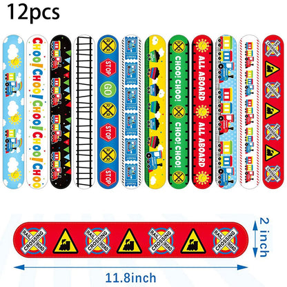 Train Party Supplies Drinking Straws Temporary Tattoos Keychains Slap Bracelets Stickers Goodie Bag Transportation Birthday Gift Good Vibrations