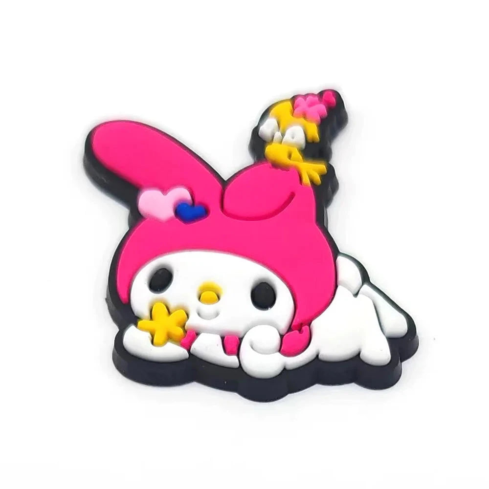 Sanrio Anime Hello kitty Kuromi Pochacco Shoe Charms for Clogs Bag Crocs Sneakers Shoe Decorations Bag Decors Good Vibrations