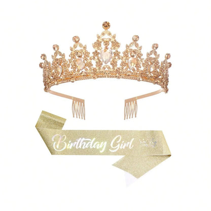 Birthday Crown and Birthday Queen Sash Birthday Girl Princess Birthday Party Decorations Happy Birthday for Party Birthday Gifts Good Vibrations