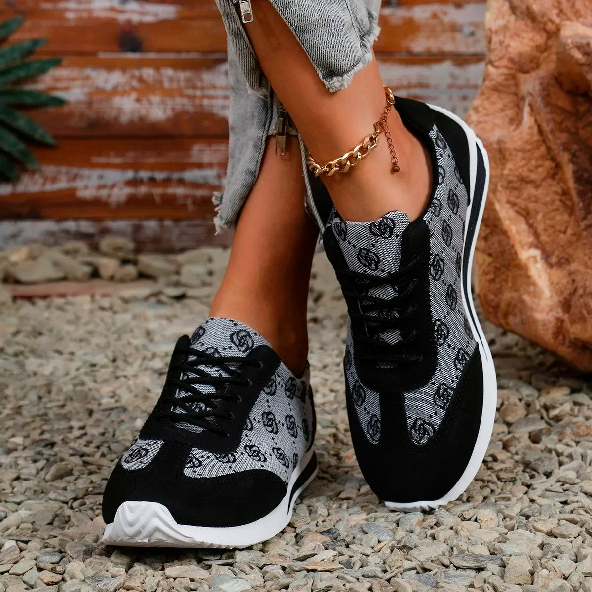 Women Sneakers 2024 Spring Autumn Fashion Outdoor Versatile Sneakers Women Casual Comfortable Lace Up Walking Shoes for Women Good Vibrations