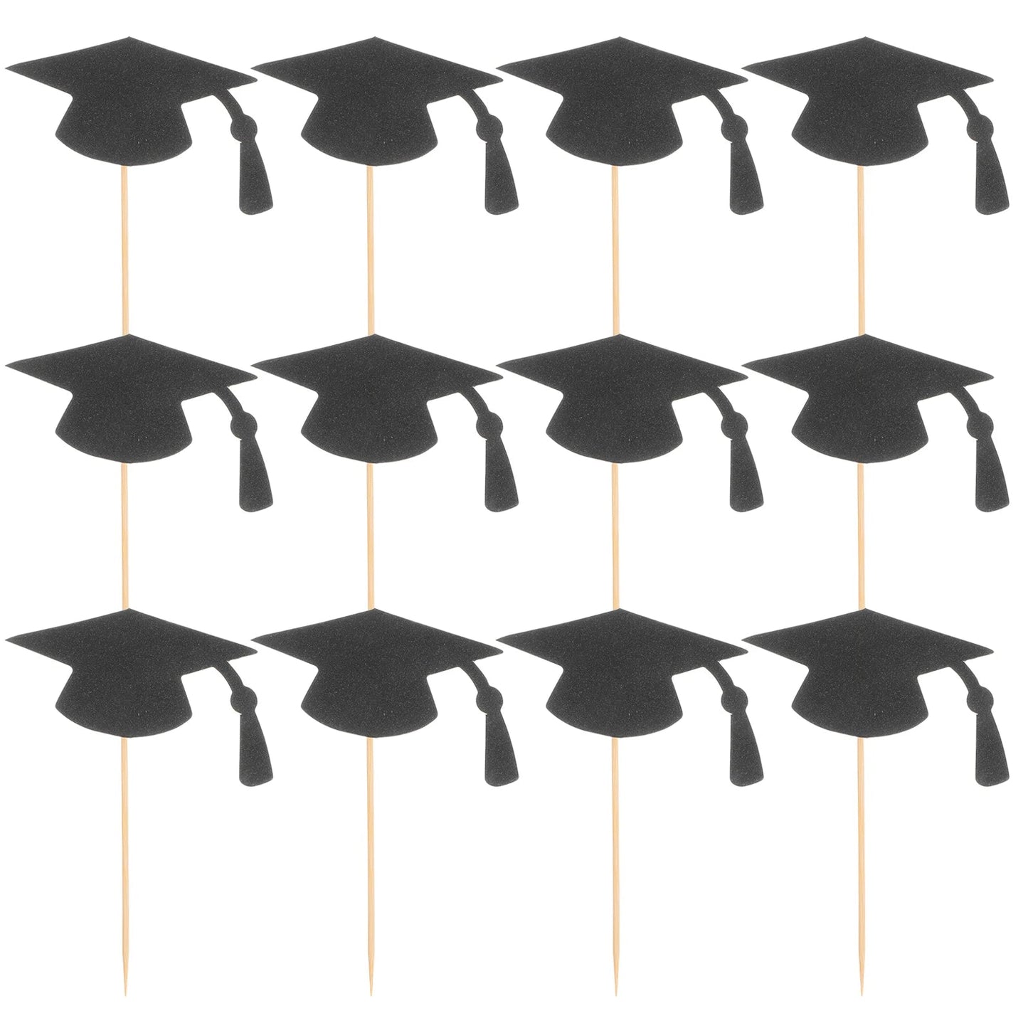 24 Pcs Graduation Season Cake Decoration Graduate Supplies Cap Topper Hat Cupcake Toppers Paper Bachelor Good Vibrations