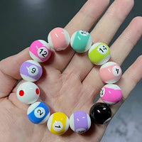 Middle Eight Billiard Bracelets for Women Men Hip Hop Rock Elastic Rope Couple Bracelets Jewellery Women Resin Beads Good Vibrations