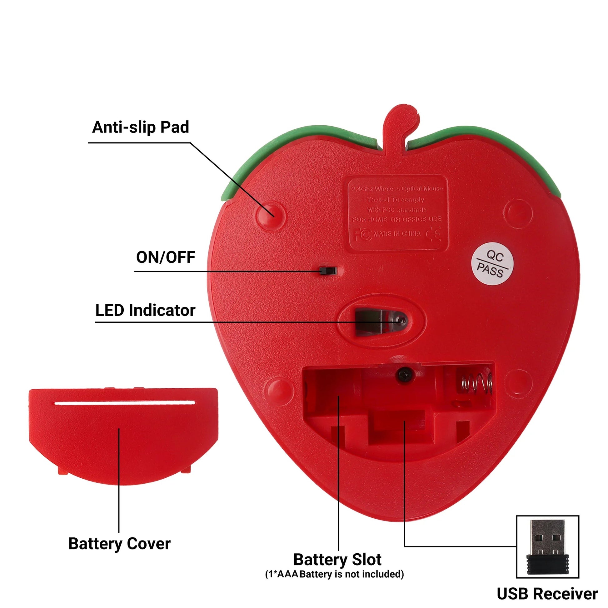 Wireless Cute Mouse 2.4G Bluetooth Dual-mode Strawberry Appearance Mute Button Light Weight Portable Office Use Gift For Girl Good Vibrations