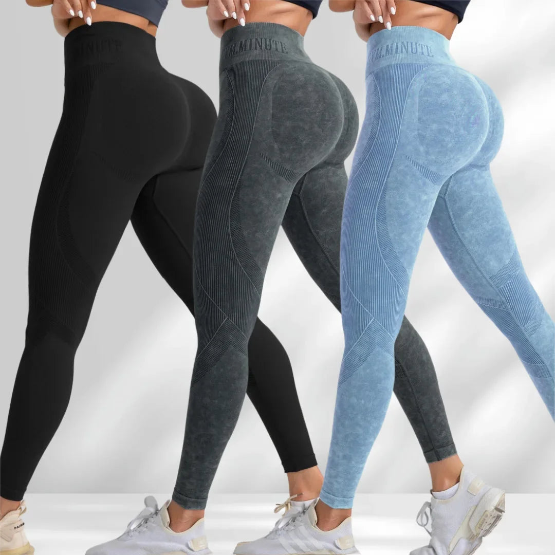 Women Seamless Gym High Waist Yoga Pants Hip Lifting Outdoor Sports Tight Waist Letter Sand Washed Pants Exercise Yoga Leggings Good Vibrations