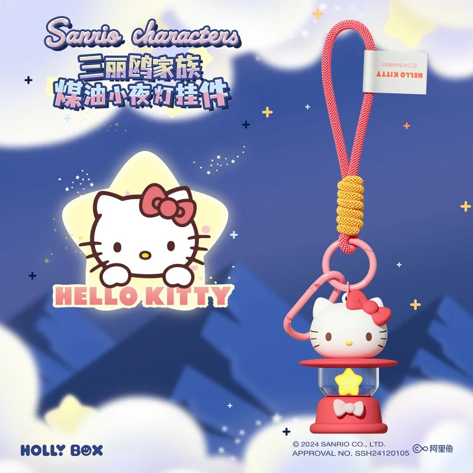 New Sanrio Night Light Pendant Toys Anime Kuromi Pochacco Cinnamoroll Melody Keychain Ornaments For Kids Christmas Present Good Vibrations