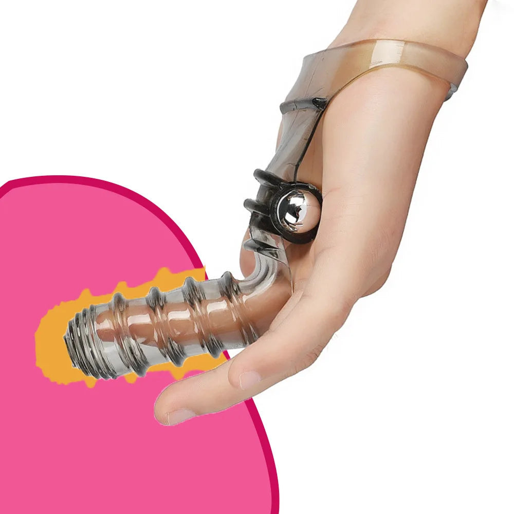 Triple Finger Sleeve Vibrator Delay Extender HandJob Clit Stimulate Squirt Brush Woman Orgasm Massager Condom Stick Good Vibrations