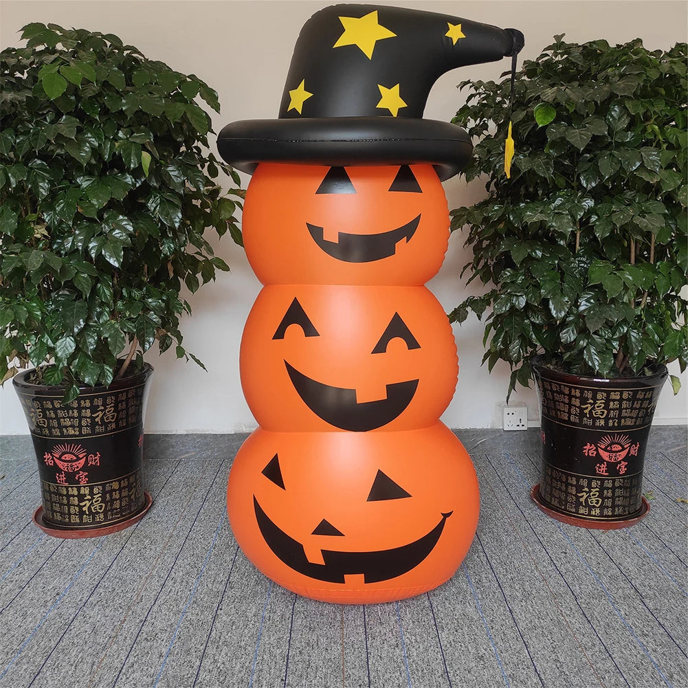 Halloween Standing Inflatable Pumpkin Windproof Inflatable Pumpkin Ghost Horror Festival Theme Indoor Outdoor Garden Decorations Good Vibrations