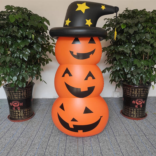 Halloween Standing Inflatable Pumpkin Windproof Inflatable Pumpkin Ghost Horror Festival Theme Indoor Outdoor Garden Decorations Good Vibrations