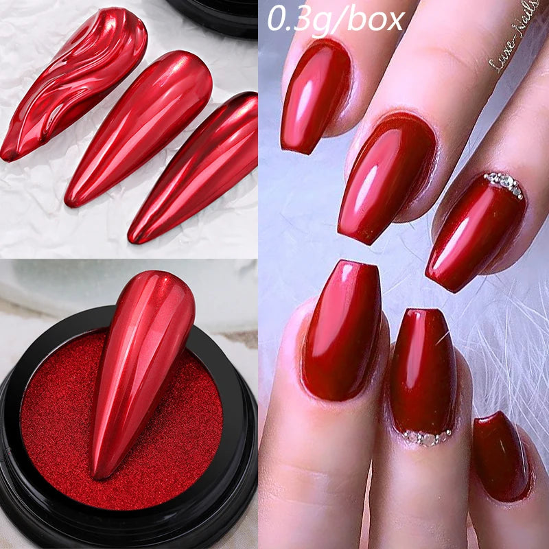 NICOLE DIARY Moonlight Mirror Nail Powder Aurora Silver Glitter Metallic Effect UV Gel Polish Pigment Chrome DIY Nail Decoration Good Vibrations