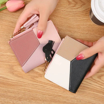 Fashion Women's Wallet Zipper Coin Purse Lady Short Clutch Purse Handbag Patchwork Leather Female Card Holder Wallet Phone Pouch Good Vibrations