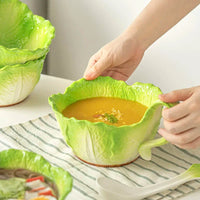 Creative Ceramic Imitation Cabbage Instant Noodle Bowl Large Soup Bowl Household Fruit Salad Bowl New Special-shaped Tableware Good Vibrations