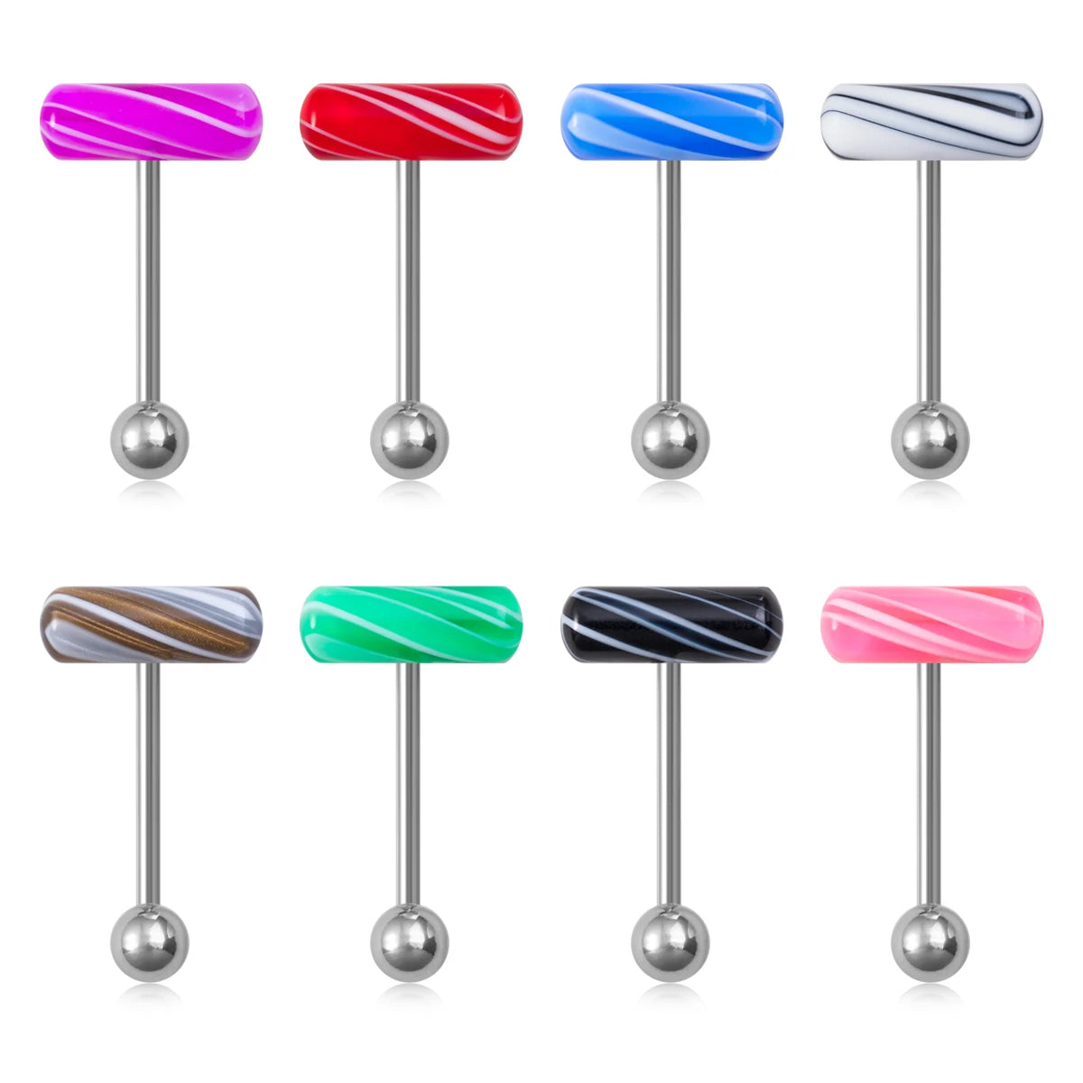 1-10 Pieces Colorful Capsule Tongue Rings Acrylic Pill Tongue Piercing Jewelry Women Surgical Steel Tongue Ring Bars Barbell 14G Good Vibrations