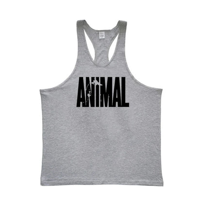 ANIMAL Letter Printed Gym Clothing Mens Bodybuilding Fitness Tank Top Cotton Raceback Stringer Singlets Workout Sleeveless Shirt Good Vibrations