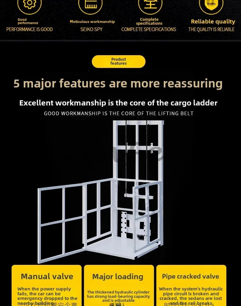 Hydraulic Lift Freight Elevator Small Lift Household Electric Platform Lift Customized Double Track Workshop Lifting Platform Good Vibrations