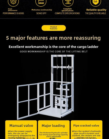 Hydraulic Lift Freight Elevator Small Lift Household Electric Platform Lift Customized Double Track Workshop Lifting Platform Good Vibrations