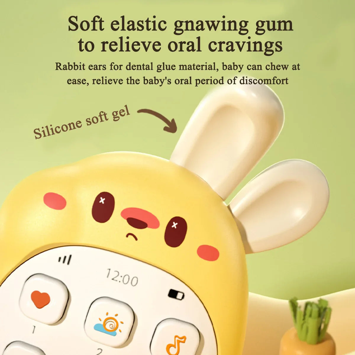 Baby Rabbit Mobile Phone Children's Toy Can Bite Puzzle Early Education Baby Multi functional Music Simulation Phone Good Vibrations