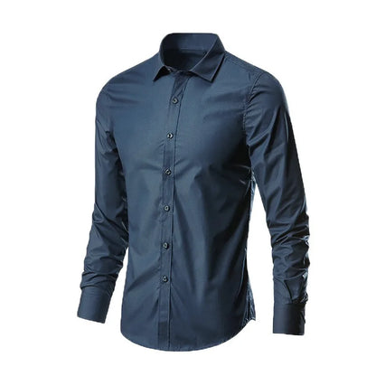 Mens Casual Shirts 2025 Single Breasted Mens Slim Fit Dress Long Sleeve Shirts Soild Male Social Shirts Designer Chemise Homme