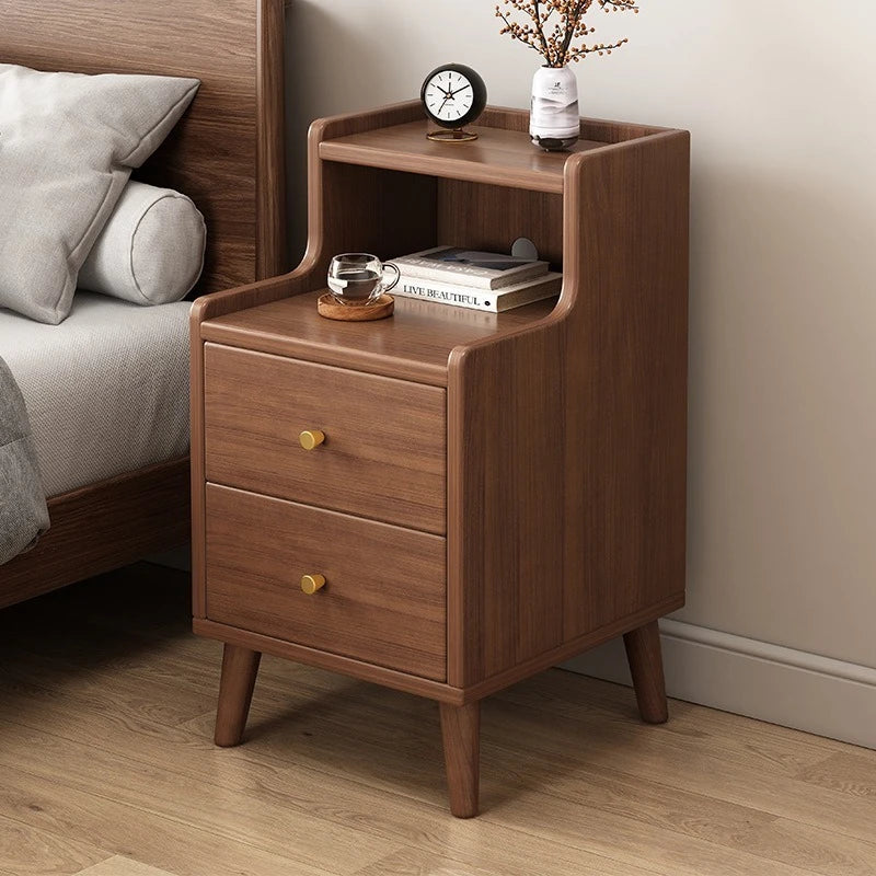 Bedside cabinet, household small bedroom storage, narrow cabinet, mini storage shelf, solid wood color, multi-purpose storage Good Vibrations