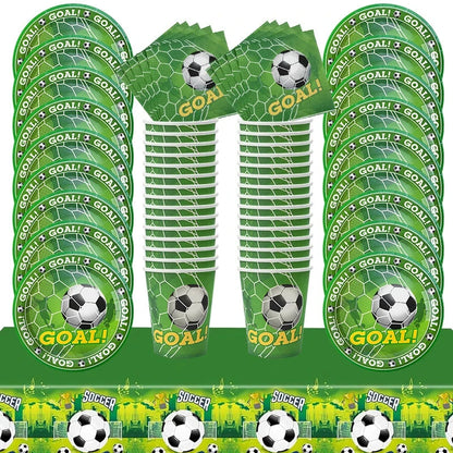 Soccer Party Disposable Tableware Paper Plates Cups Napkins Tablecloth Kids Boys Football Birthday Party Decoration Supplies Good Vibrations