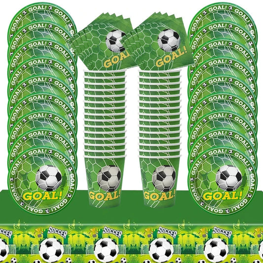 Soccer Party Disposable Tableware Paper Plates Cups Napkins Tablecloth Kids Boys Football Birthday Party Decoration Supplies Good Vibrations