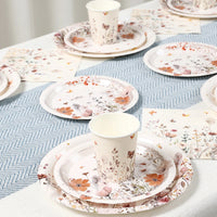 Spring Wild Flower Disposable Tableware Birthday Party Decor Wild Floral Paper Plates Cups Napkins Wedding Baby Shower Supplies Good Vibrations