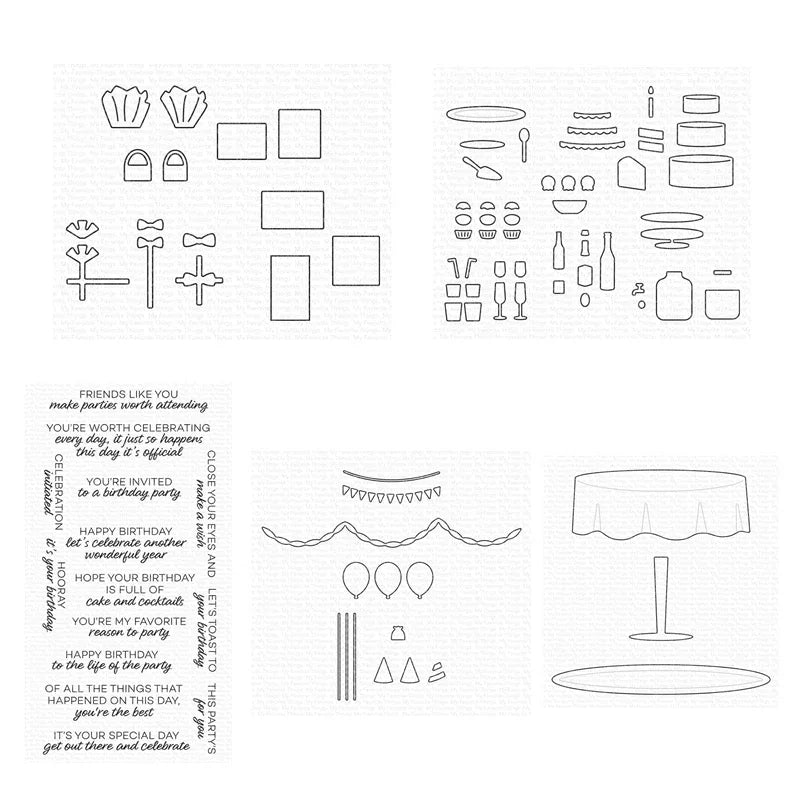Party Decor Gift Galore Cutting Dies Clear Stamps Scrapbooking for July 2022 New Paper Making Words Embossing Frames Card Set Good Vibrations