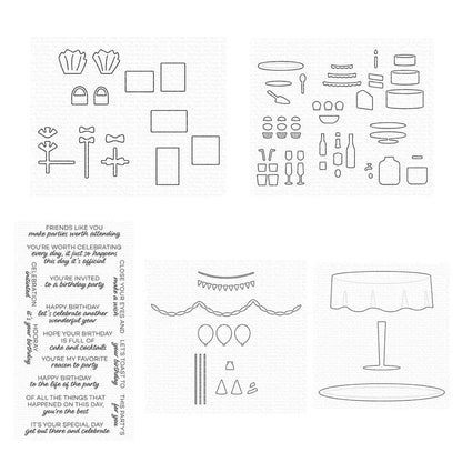Party Decor Gift Galore Cutting Dies Clear Stamps Scrapbooking for July 2022 New Paper Making Words Embossing Frames Card Set Good Vibrations