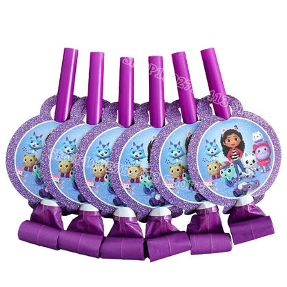 Gabby Dollhouse Birthday Party Supplies Kids Disposable Tableware Backdrop Cake Decoration Girl Baby Shower Numbers Balloon Gift Good Vibrations