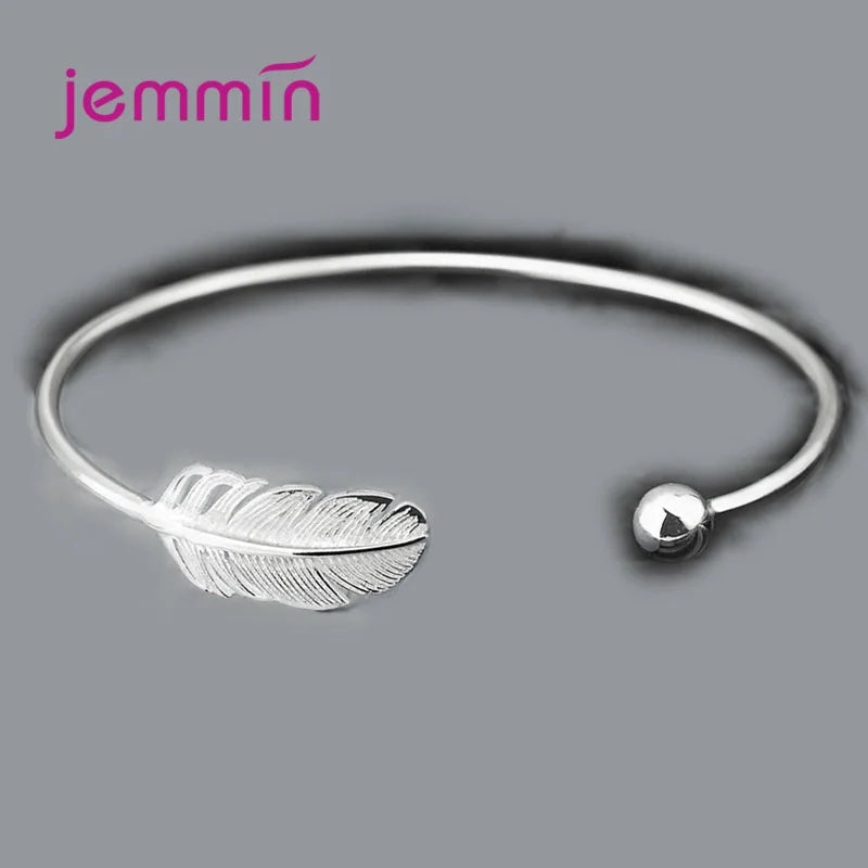 925 Silver Bracelets for Women Perfect Polished Fashion Women Opened Bangle Anti-allergy Sterling-silver-jewelry Good Vibrations