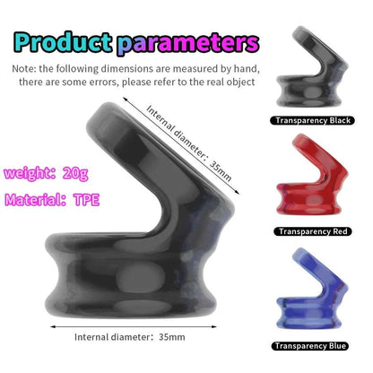 Semen Lock Ring, male masturbator with 35mm internal diameter, available in transparency black, red, and blue, made of TPE, weighing 20g.