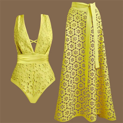2Pcs Laster Cut Swimsuit Women Sexy Bikini Push Up Swimwear 2025 V Neck Swim Suit Female Bandeau Biquini Bathing Suit Beachwear Good Vibrations