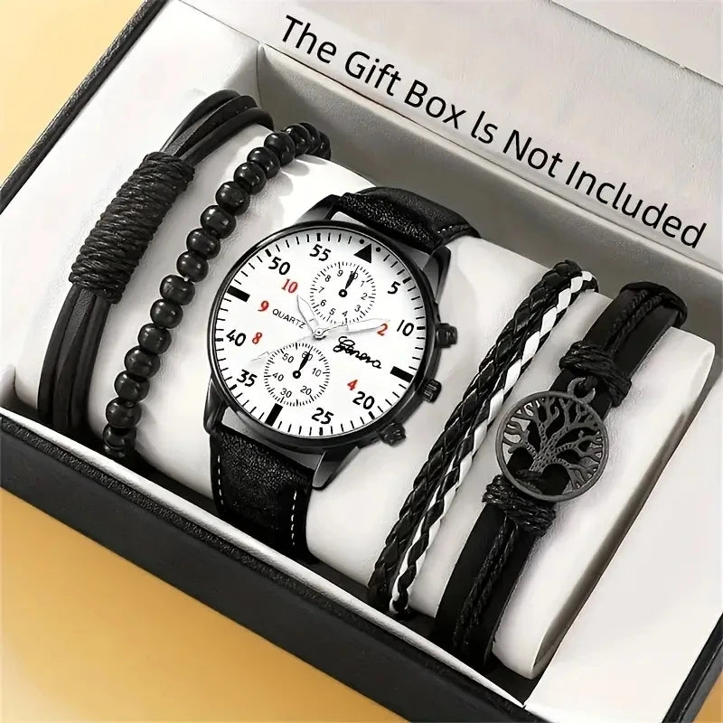 New Hip Hop Mens Fashion Watches Luxury Male Clock Wristwatch Sport MensWrist Watch Bracelet Set Relogio Masculino Good Vibrations