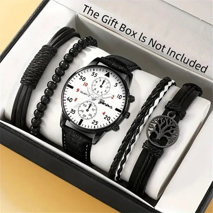 New Hip Hop Mens Fashion Watches Luxury Male Clock Wristwatch Sport MensWrist Watch Bracelet Set Relogio Masculino Good Vibrations
