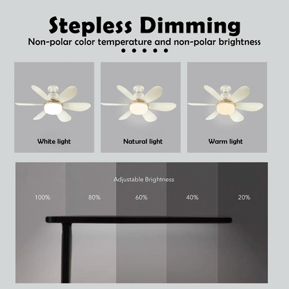 Socket Fan Light with Remote, 20.5in Small Ceiling Fan with LED, E26/27 Cordless Light Screw Fan for Kitchen Bedroom, Small Room Good Vibrations