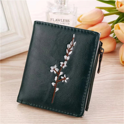 2026 New Women Purse Zipper Green Red Black Female Wallet PU Leather Card Holder Embroidery Ladies Money Bag Good Vibrations