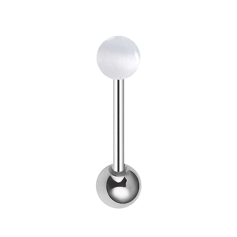 Surgical Steel Tongue Rings for Women Charming Opal Stone Tongue Barbells Piercing Body Jewelry 14g Good Vibrations