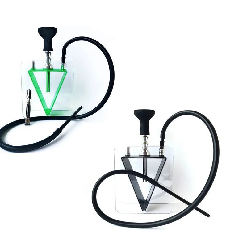 Acrylic inverted triangle hookah set with plastic pot, Arabic hookah finished product, organic material.