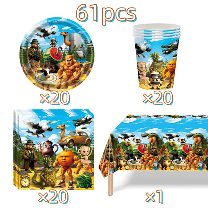 Italian Brainrot Birthday Party Decoration Tung Tung Sahur Tralalelo Tralala Tableware Balloon Cup Plate for Party Favor Supplie Good Vibrations