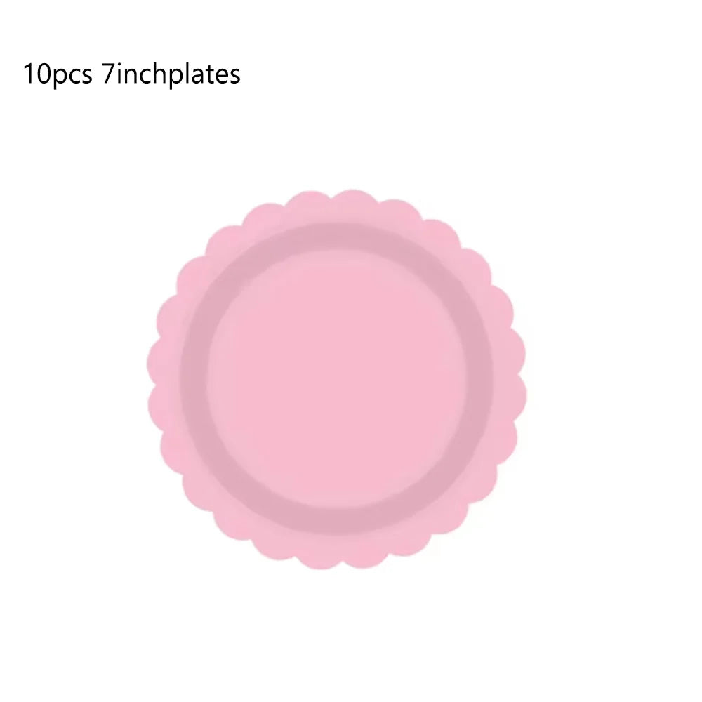 Light Pink Lace Birthday Party Supplies Pink Disposable Dinnerware Paper Napkin Cup Plate Tablecloth  For Wedding Decoration Good Vibrations