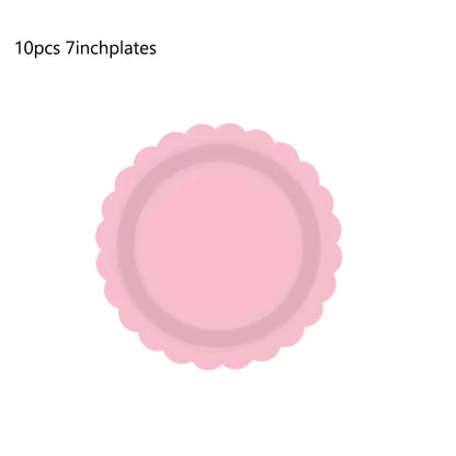 Light Pink Lace Birthday Party Supplies Pink Disposable Dinnerware Paper Napkin Cup Plate Tablecloth  For Wedding Decoration Good Vibrations